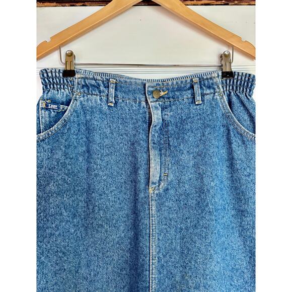 Vintage 90s Denim Jean Midi Skirt (Made in USA)- Size Large - Picture 4 of 5